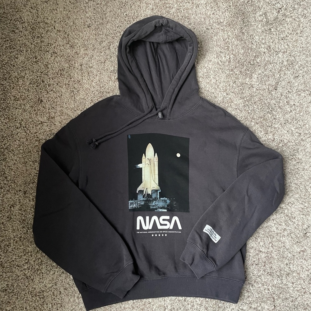 H&M Divided | NASA Rocket Printed Gray Hoodie Pullover | Size S